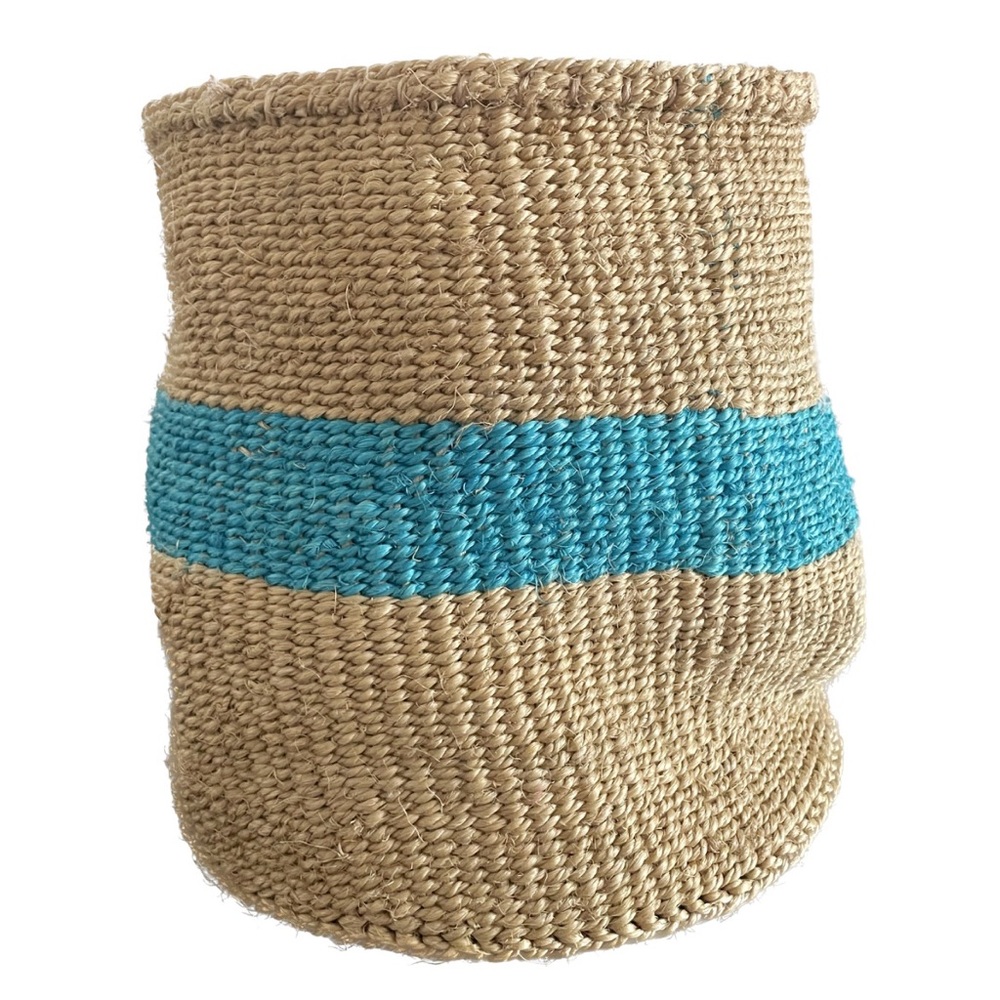 Handwoven Natural Fibre Basket - Blue